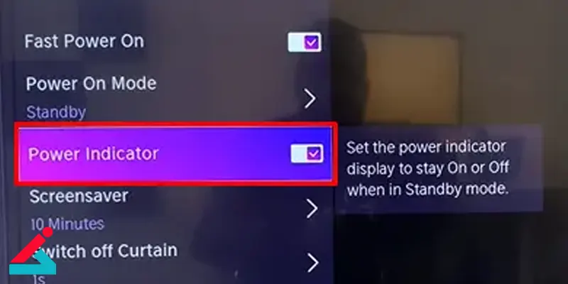 خاموش بودن چراغ پاور تلویزیون