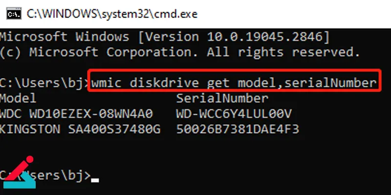 پیدا کردن شماره سریال هارد با Command Prompt
